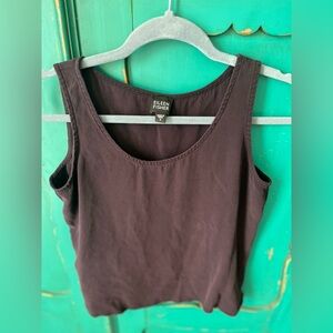 Eggplant Purple Cropped Tank Eileen Fisher Silk Size Small
